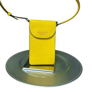 EUC Kate Spade Cameron Saffiano Leather NS Flap Phone Crossbody -YELLOW
